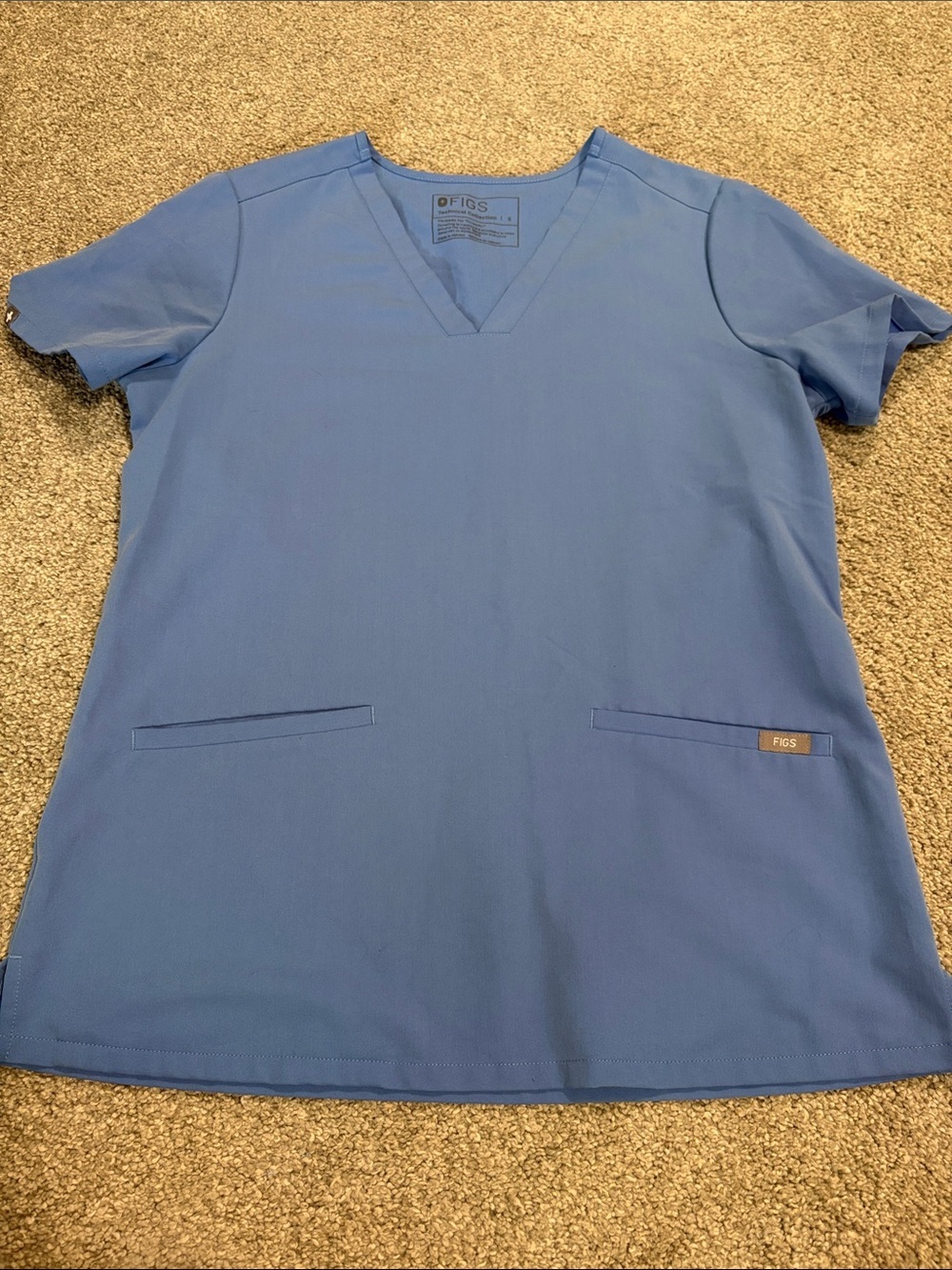 Figs Blue V-Neck Scrub Top